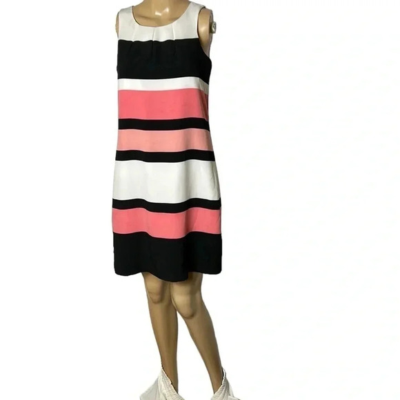 CHIC by Jacob,bold colorblock barbie dress,wide stripes.colorful Feminine,office - Picture 1 of 16